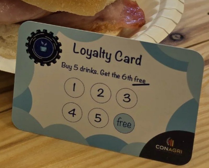 The Tractor Shed loyalty card: buy 5 drinks, get the 6th free